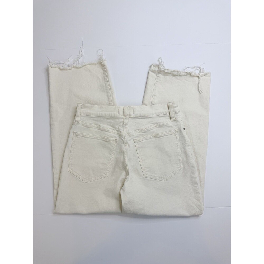 Madewell Perfect Vintage Wide Leg Crop Jeans Womens 28 Beige High Rise Raw Hem D - Picture 3 of 12